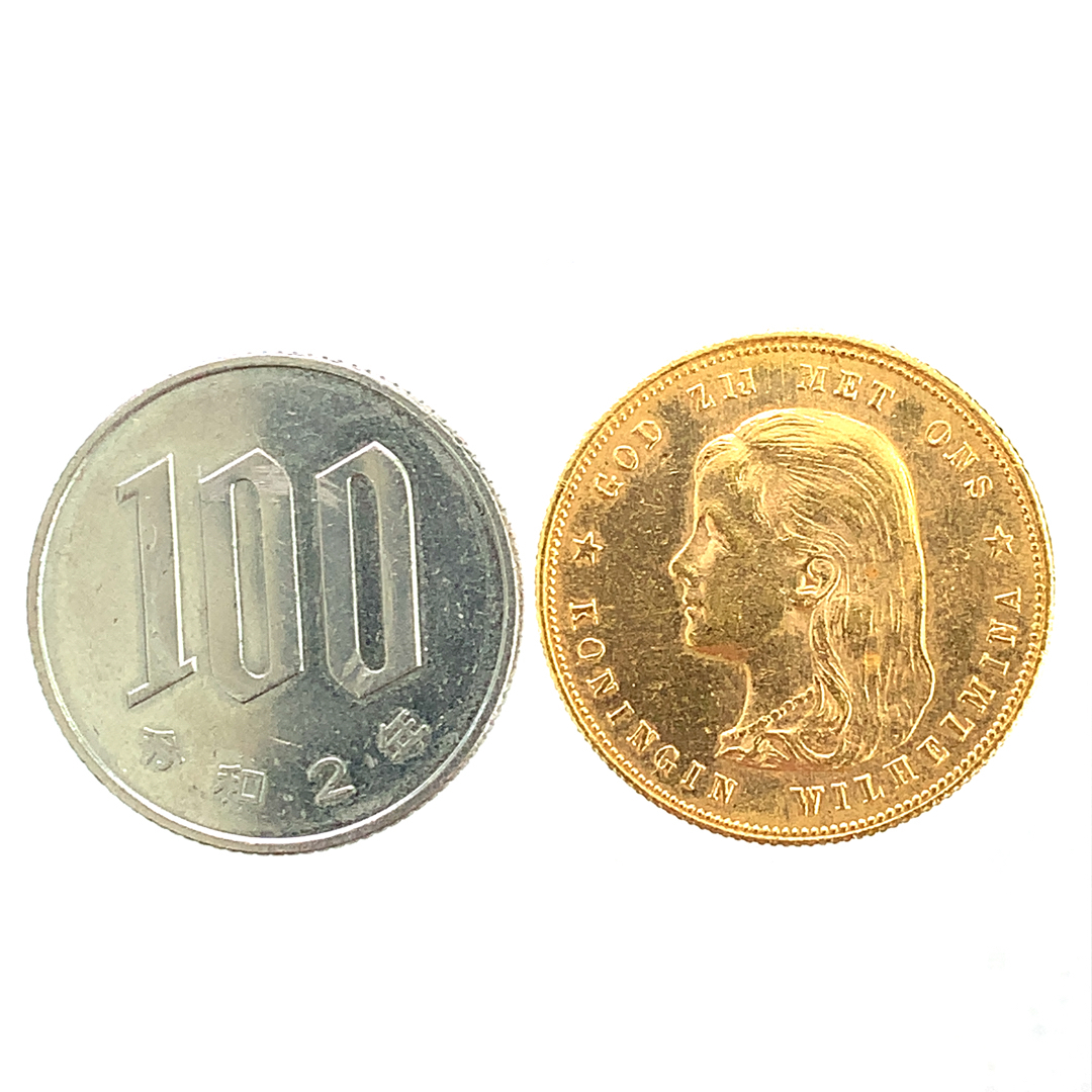 オランダ 王国女王 金貨 ウィルヘルミナ 10ガル 1897年 6.7g 21.6金 イエローゴールド コレクション アンティークコイン Gold_画像3