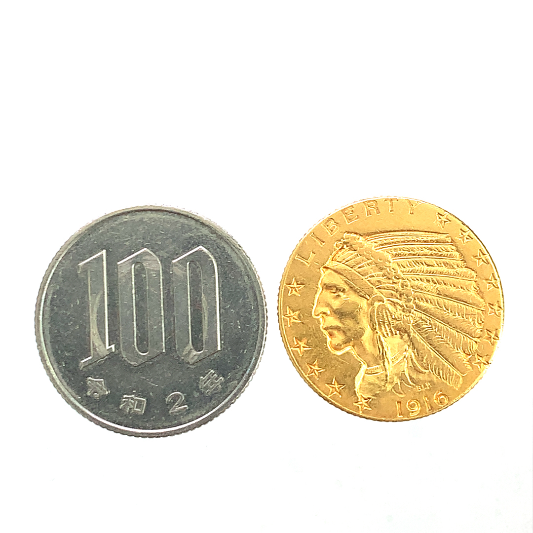 インディアン アメリカ 金貨 5ドル イーグル 1916年 8.3g 21.6金 イエローゴールド コレクション アンティークコイン Gold_画像3