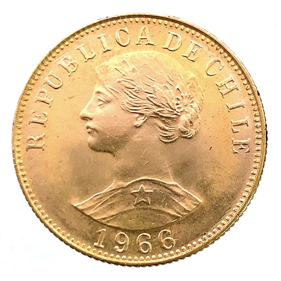 チリ 女神 金貨 1966年 10.1g 21.6金 イエローゴールド コレクション アンティークコイン Gold 美品