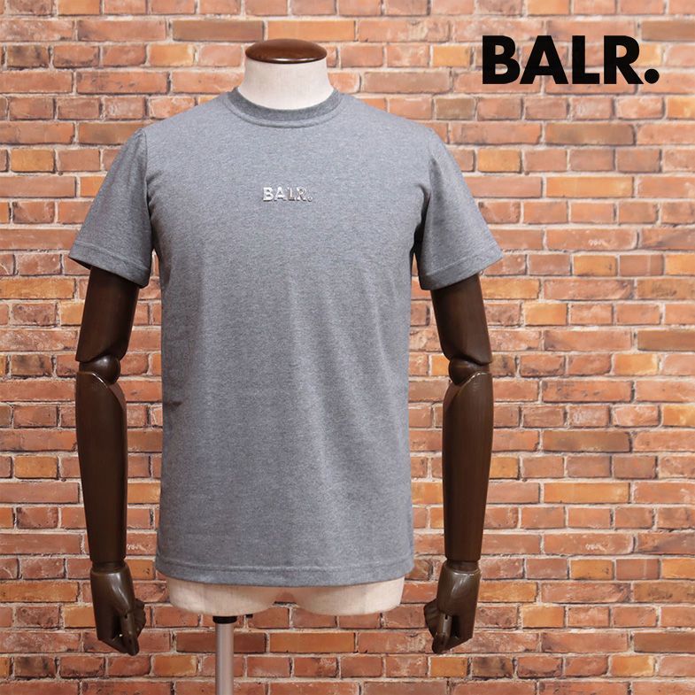 BALR./Sサイズ/Tシャツ B1003 BL Classic Straight T-shirt ロゴ プレート ジャージー伸縮 ヨーロッパ製 半袖 新品/グレー/ib247/