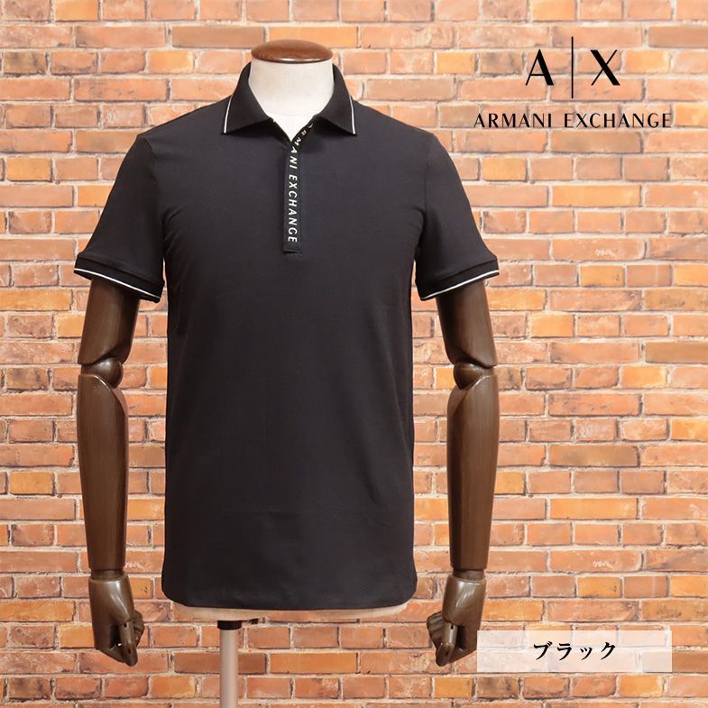 2023SS/A|X ARMANI EXCHANGE/Sサイズ/ポロシャツ 8NZF71 抜群の伸縮性 無地 ロゴ ワンポイント 半袖 新品/黒/ブラック/ib263/_画像1