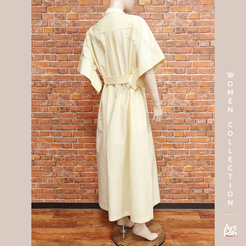 1円/春夏/eleventy/IT38サイズ/コットン ロング シャツワンピース イタリア製 インポート イレブンティ 新品/アイボリー/iz144/_画像3