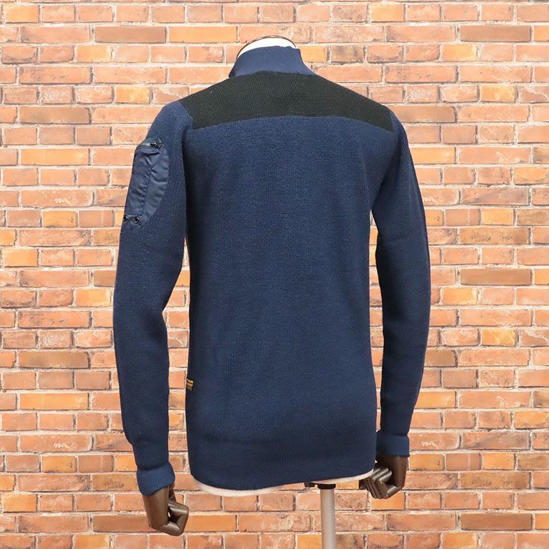 1円/秋冬/G-STAR RAW/XSサイズ/ハーフジップ ニット STAGION 1/2 ZIP KNIT L/S D15959-B670 ウール混 新品/紺/ネイビー/ia175/_画像2