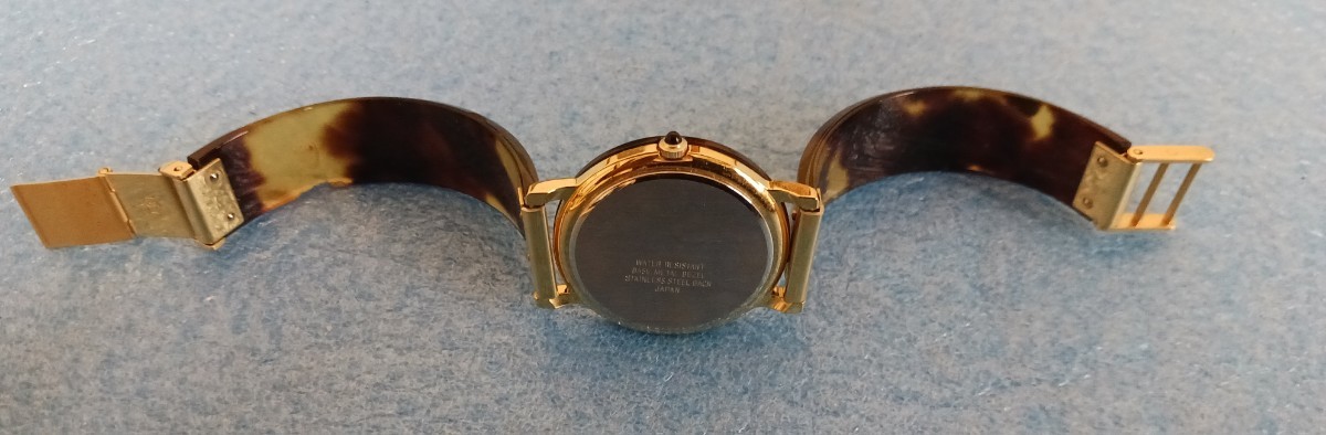 鼈甲 腕時計 BRAIN ブレイン べっ甲 鼈甲金文字盤 腕時計 ゴールドクオーツ 箱付きの画像7