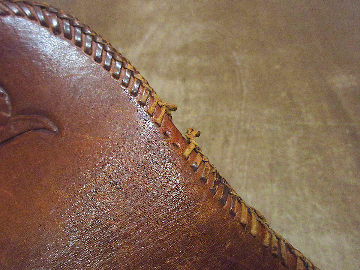  Vintage -60*s* type pushed . leather handbag tea *240220j6-bag-hnd old clothes bag 1960s leather bag 