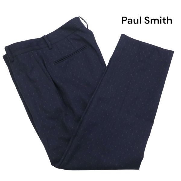 Paul Smith ポールスミス 通年 ノータック スラックス パンツ Sz.40　レディース ネイビー 日本製　K4B00114_1#R_画像1