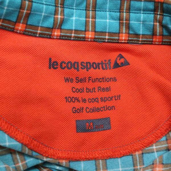 le coq sportif GOLF Le Coq Golf через год ремень имеется! длинный рукав в клетку рубашка-поло One-piece Sz.M женский K4T00136_2#F