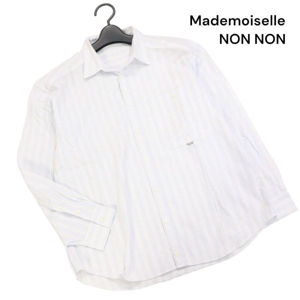 Mademoiselle NON NON マドモアゼルノンノン 通年 長袖 コットン ストライプ シャツ Sz.F　レディース　K4T00165_2#C_画像1