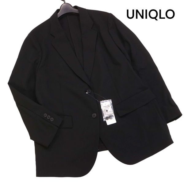 【新品 23SS】 UNIQLO ユニクロ 春夏 感動ジャケット Sz.3XL　レディース 黒 大きいサイズ 特大 オフィス フォーマルにも　K4T00151_2#M_画像1