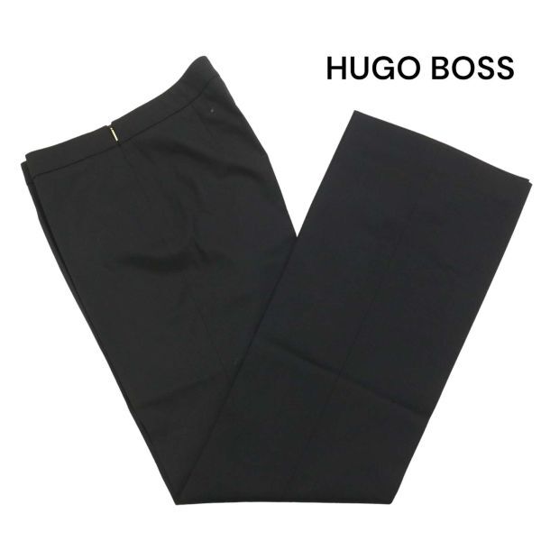 【新品 未使用】 HUGO BOSS ヒューゴボス 通年 フレア♪ ブーツカット スラックス パンツ Sz.36A　レディース 黒　K4B00161_2#P_画像1