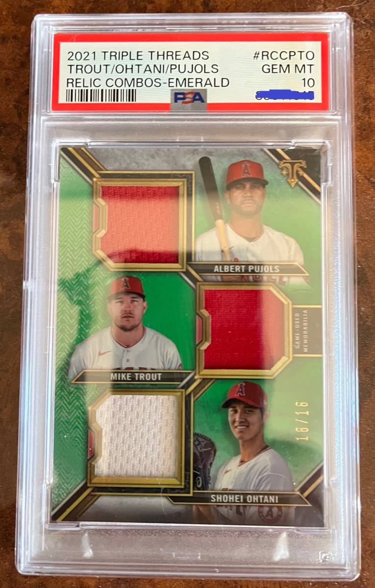 【世界で2枚】TROUT/OHTANI/PUJOLS TOPPS TRIPLE THREADS RELIC COMBOS #RCCPTO_画像1