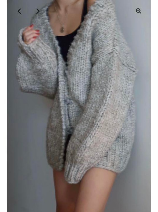 ◆ 美品 定価19800円 エシオ ESIO Round hand-knit cardigan ラウンド ハンドニット カーディガン グレージュ FREEサイズ EA21-2102_画像1