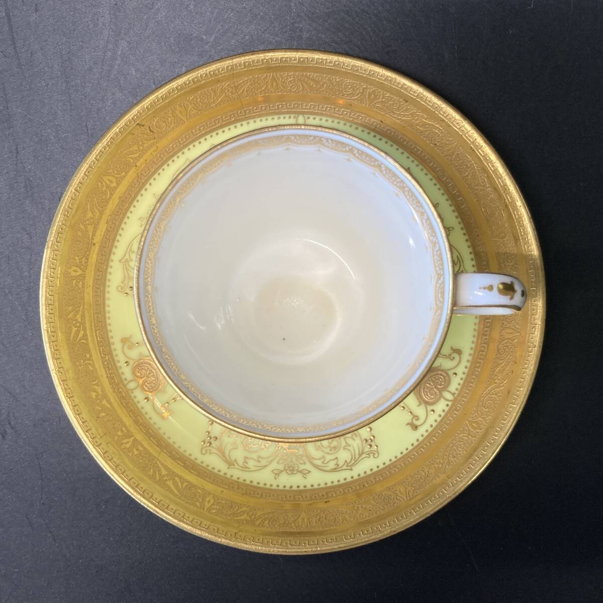 [ роскошный ] Minton × Tiffany специальный заказ 24 золотой . маленькая чашка & блюдце желтое золото высококлассный европейская посуда античный 