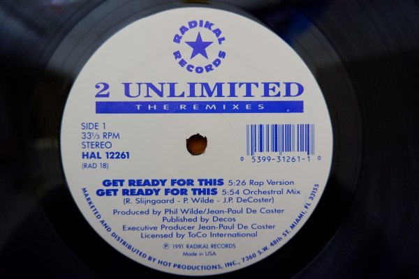 C3-261＜12inch/US盤/美品＞2 Unlimited / Get Ready For This (The Remixes)の画像1