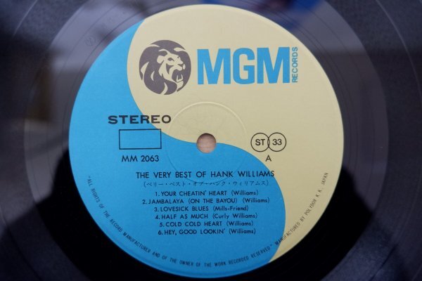 H3-018＜帯付LP/美盤＞ハンク・ウィリアムス / ベリー・ベスト・オブ・ハンク・ウィリアムスの画像4