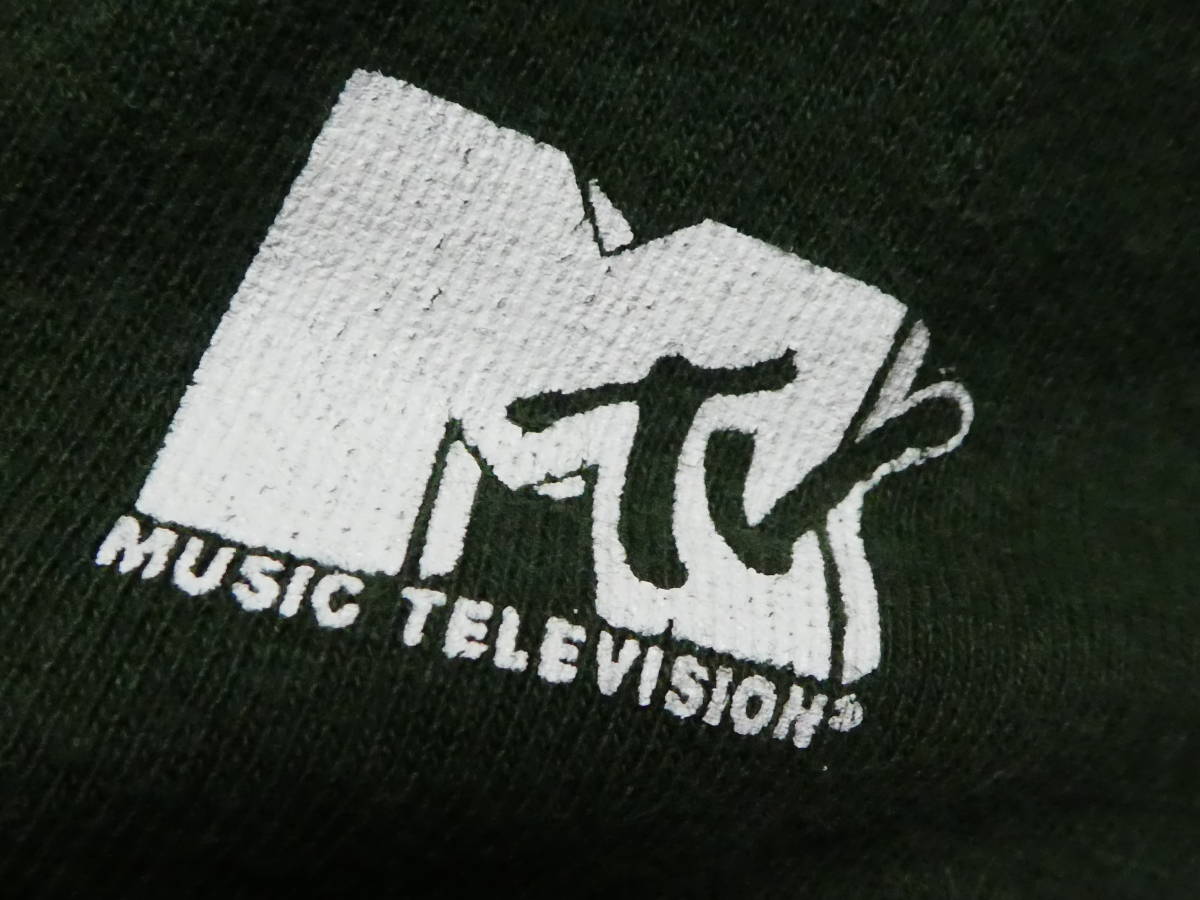 00s MTV ラグラン　ロングT　MUSIC　TELEVISION　L　ホワイト/グリーン　ミュージックテレヴィジョン　90sバンドTシャツ_画像4