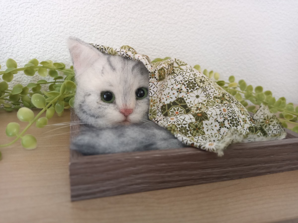 羊毛フェルト猫「K」アメリカンショートヘア 羊毛フェルト 可愛い 猫 ハンドメイド 猫雑貨 猫作品 一点物 インテリア の画像3