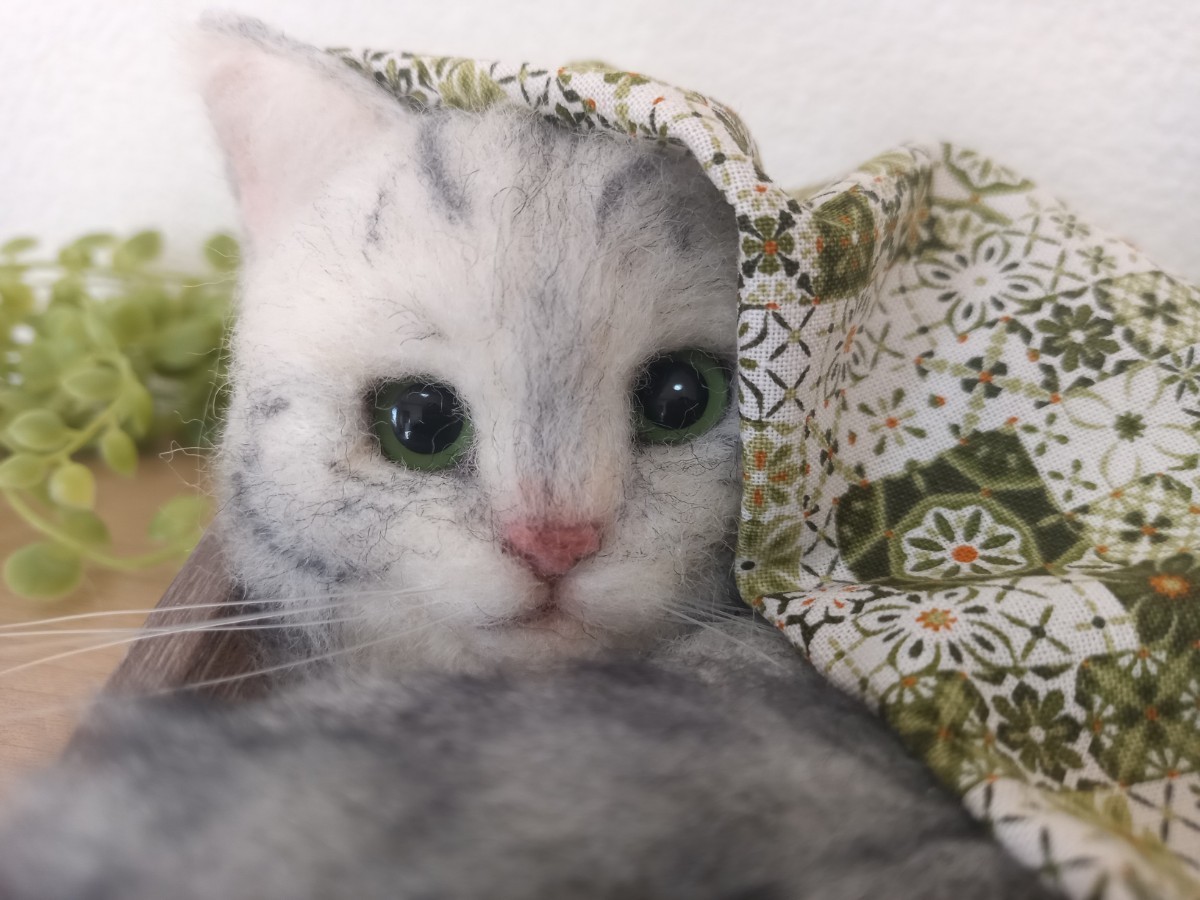 羊毛フェルト猫「K」アメリカンショートヘア 羊毛フェルト 可愛い 猫 ハンドメイド 猫雑貨 猫作品 一点物 インテリア の画像4