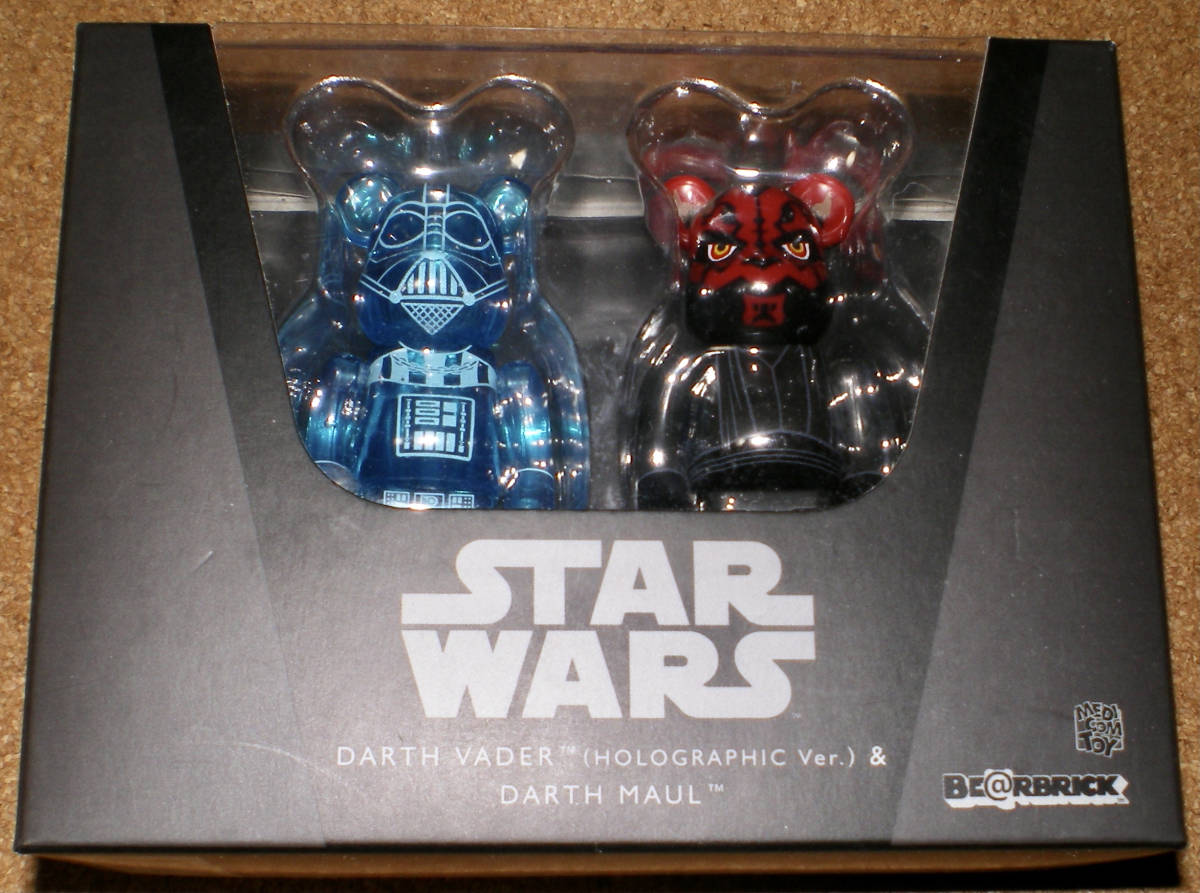 BE@RBRICK STAR WARS DARTH VADER (HOLOGRAPHIC Ver.) & DARTH MAUL 100% スターウォーズ ダースベイダー ダースモール_画像1