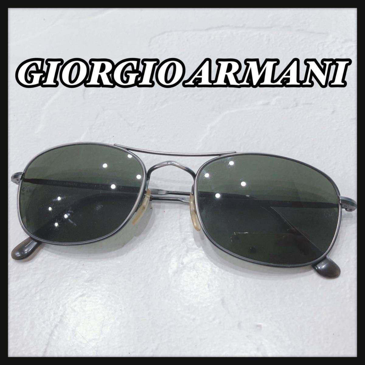 ☆GIORGIOARMANI☆ ジョルジオアルマーニ アルマーニ サングラス ブラック メタル グリーンレンズ アイウェア メンズ 男性 紳士 送料無料_画像1