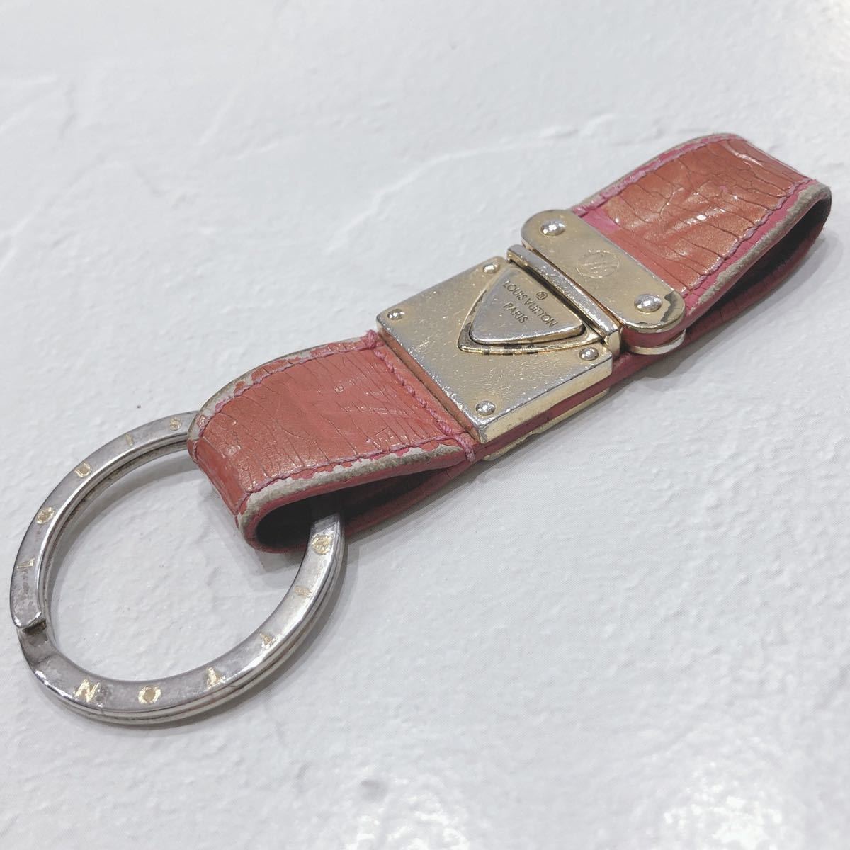 *LOUISVUITTON* Louis Vuitton veruni key holder key ring charm enamel leather orange Gold lady's free shipping 