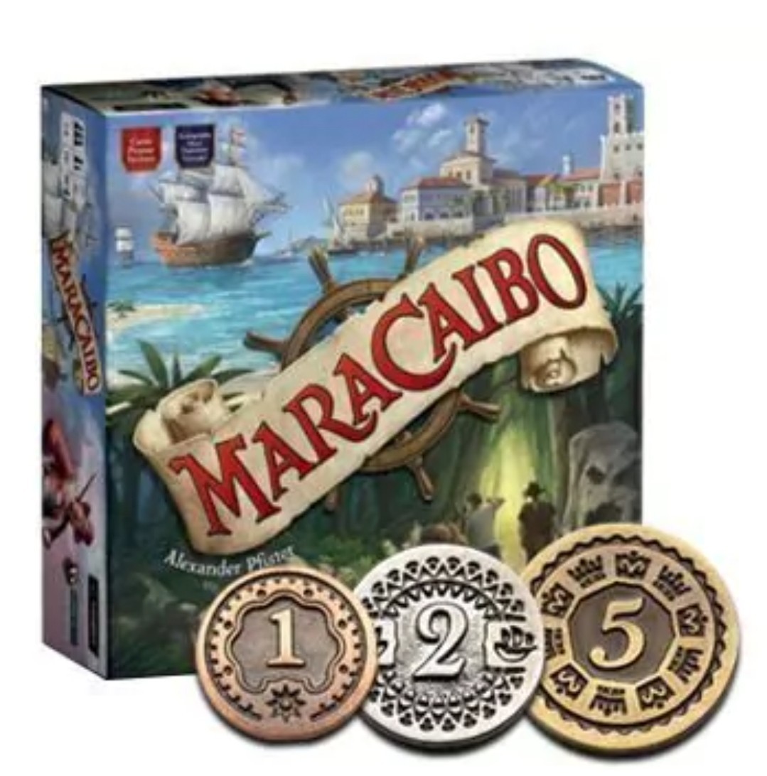 ボードゲーム「マラカイボ」の金属製　銀貨コイントークンのセット　メタルコインMaracaibo board game metal coin set_画像1
