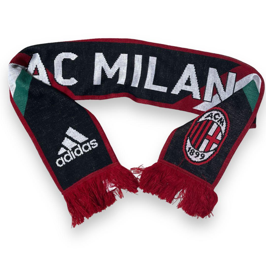 adidas AC Milan ミラン アディダス サッカーマフラー セリエA マフラー 純正品 ユニセックス ロゴ 黒 送料無料 メンズ レディース 赤