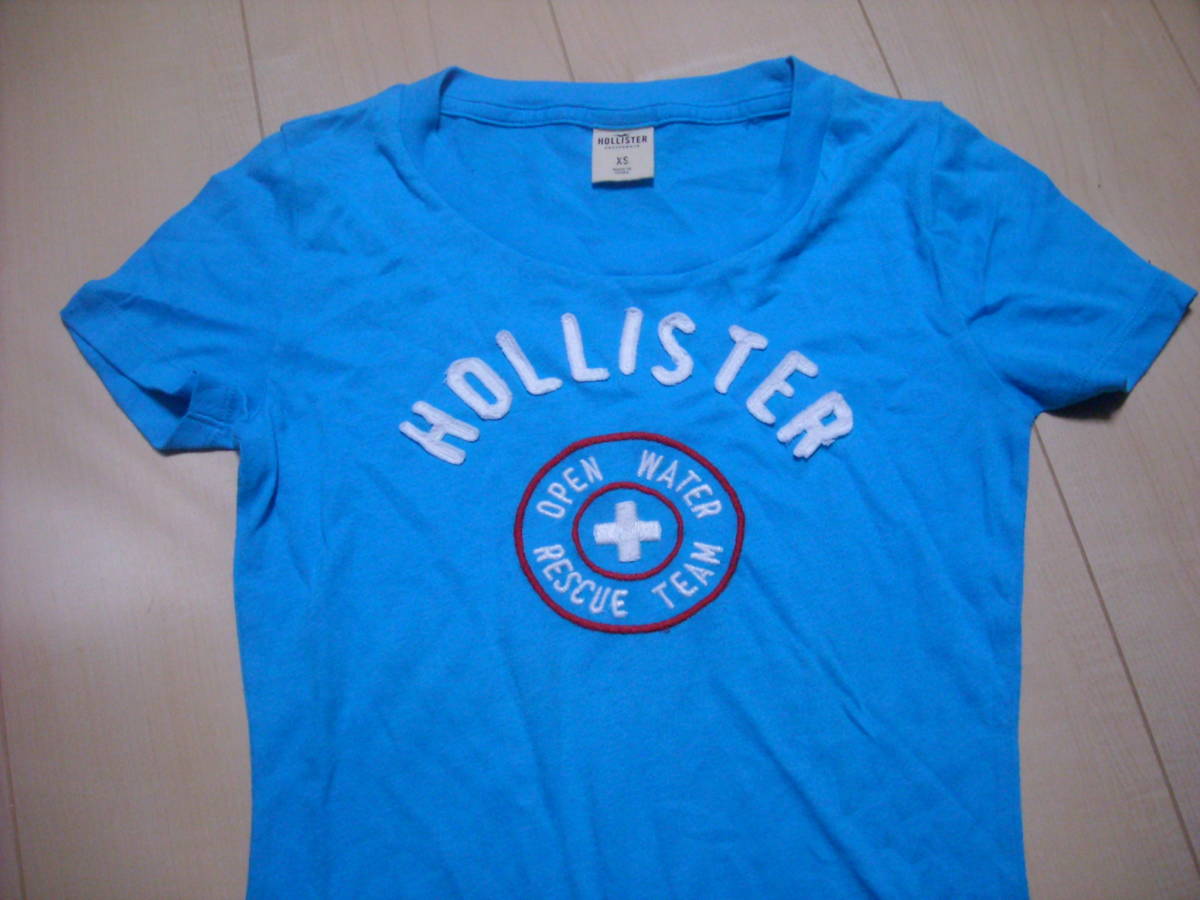 即決★USED★HOLLISTERホリスター☆レディス☆半袖Ｔシャツ☆ブルー★サイズXS☆素材は綿60％、ポリエステル40％_画像2