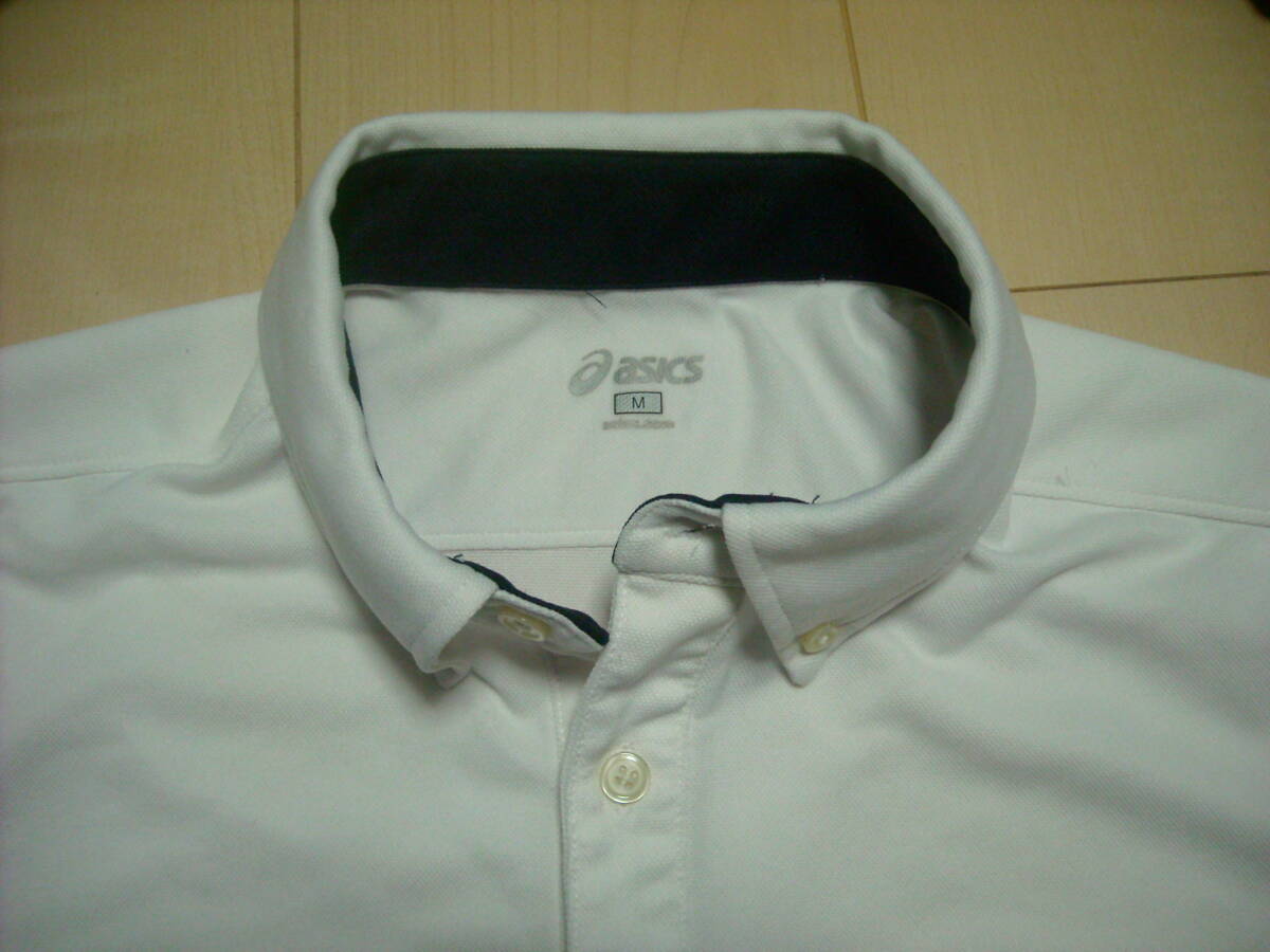 USED★asics アシックス 半袖ボタンダウンシャツ XA6138 メンズ☆白★サイズＭ（身長167-173，チェスト89-95）の画像3