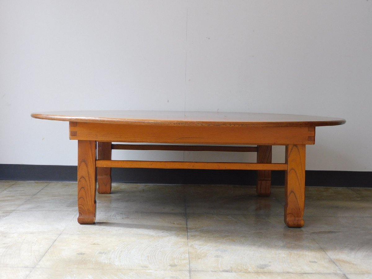 sen. tree screen large circle low dining table diameter 910mm HK-a-03419 / natural wood table antique furniture table . pcs working bench old tool desk 