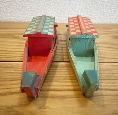 当時物 昭和レトロ 木のおもちゃ 屋形船 橋 日の丸 レトロポップ アンティーク ビンテージ 木工品 インテリア 置物の画像8