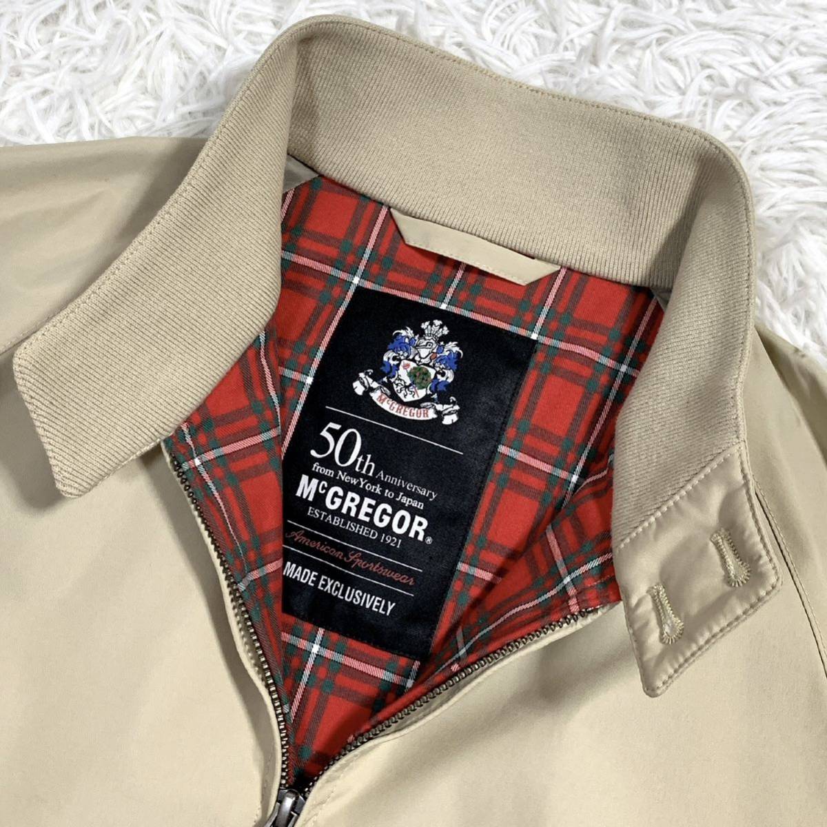 McGREGOR【50周年記念 WINDSTOPPER】マクレガー スイングトップ ドリズラージャケット 裏地チェック ベージュ L ウインドストッパー 防風_画像5