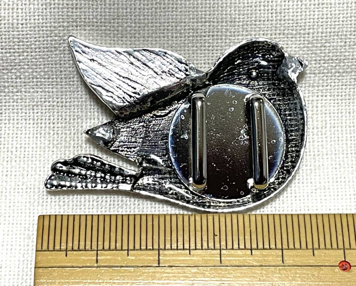 NO.941 帯留め 鳥 シェル リメイク品(帯留 帯飾り 和装小物)ハンドメイド品_画像4