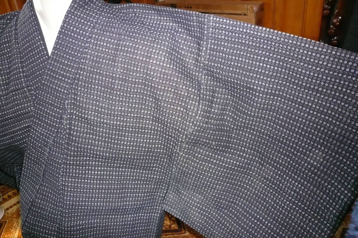 男性 お誂え 久留米絣 単衣 着物 新品 身丈 141 裄 64 しつけ糸付きの画像2