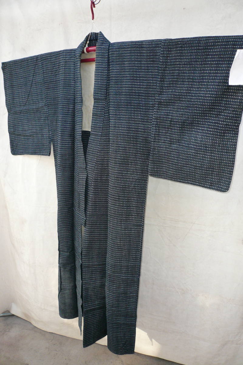 男性 お誂え 久留米絣 単衣 着物 中古 美品 身丈 140 裄 63の画像5
