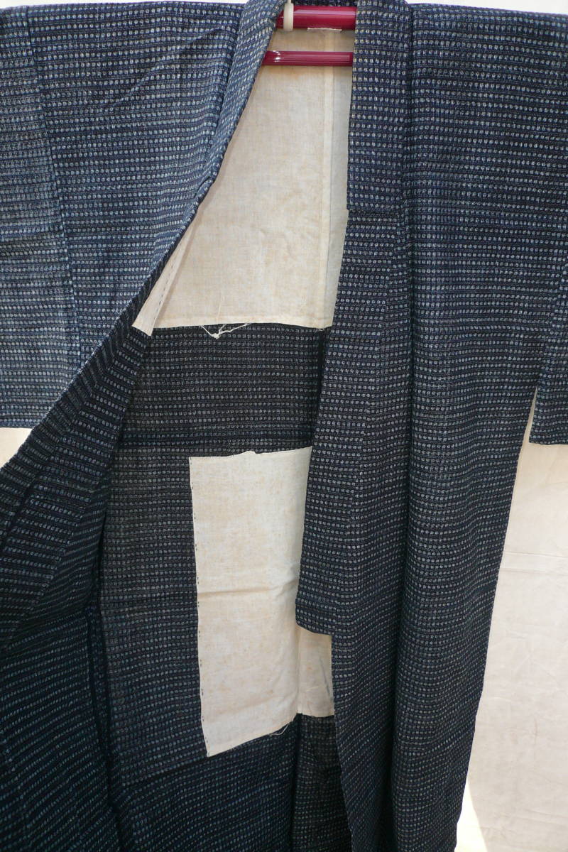 男性 お誂え 久留米絣 単衣 着物 中古 美品 身丈 140 裄 63の画像7