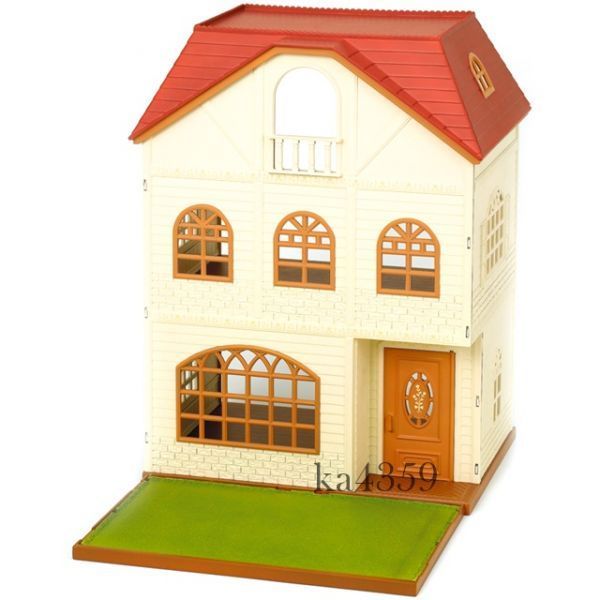 新品 Sylvanian Familiesシルバニアファミリー 3階建てのおしゃれなお家 ギフトセット 4376 シルクネコ人形 家具付き★ドールハウス_画像4