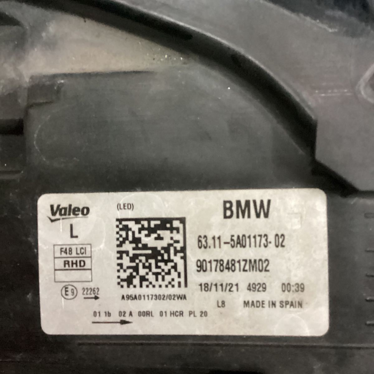 BMW X1 F48 後期 / 左 LED ヘッドライト 6311-5A01174-02 90178481ZM02 中古品_画像7