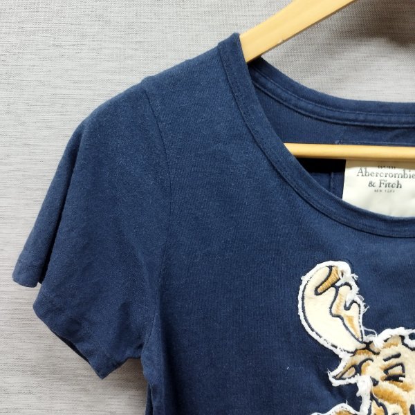 B89 Abercrombie & Fitch アバクロンビー＆フィッチ A＆F 半袖 Tシャツ カットソー フロント キャラクター レディース ネイビー サイズ L_画像3