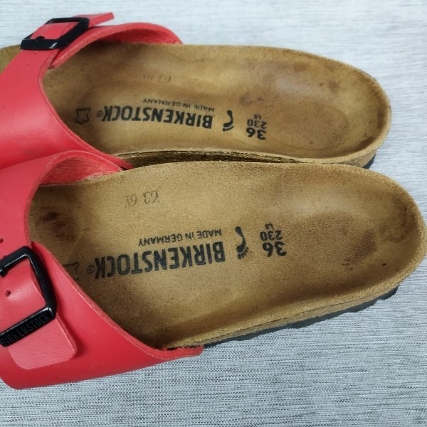 Z571 BIRKEN STOCK ビルケンシュトック サンダル 23.0cm MADRID マドリッド レッド ビルコフロー ドイツ製 ワンストラップ_画像7