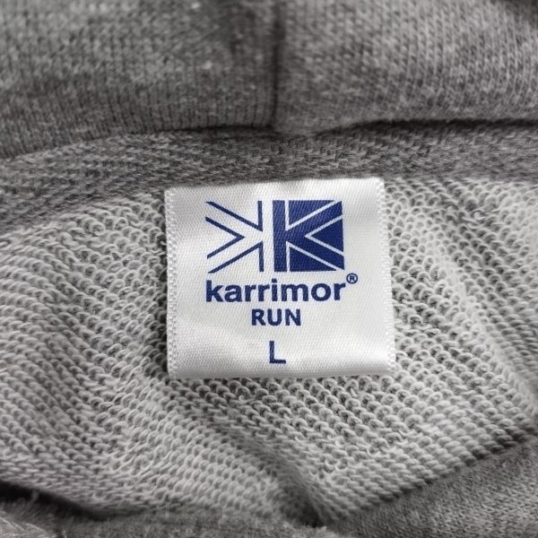 B245 karrimor RUN カリマー スウェット パーカー L グレー ロング フーディー ロゴ プリント スポーツ トレーニング ジム ウェア_画像6