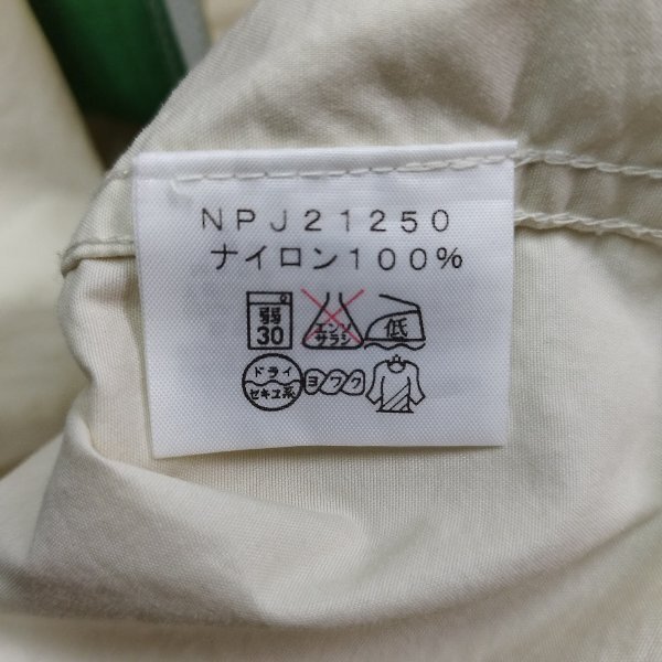 B259 THE NORTH FACE ザ ノースフェイス キッズ コンパクト ジャケット 110 グリーン アイボリー バイカラー ロゴ 刺繍 アウトドア_画像7