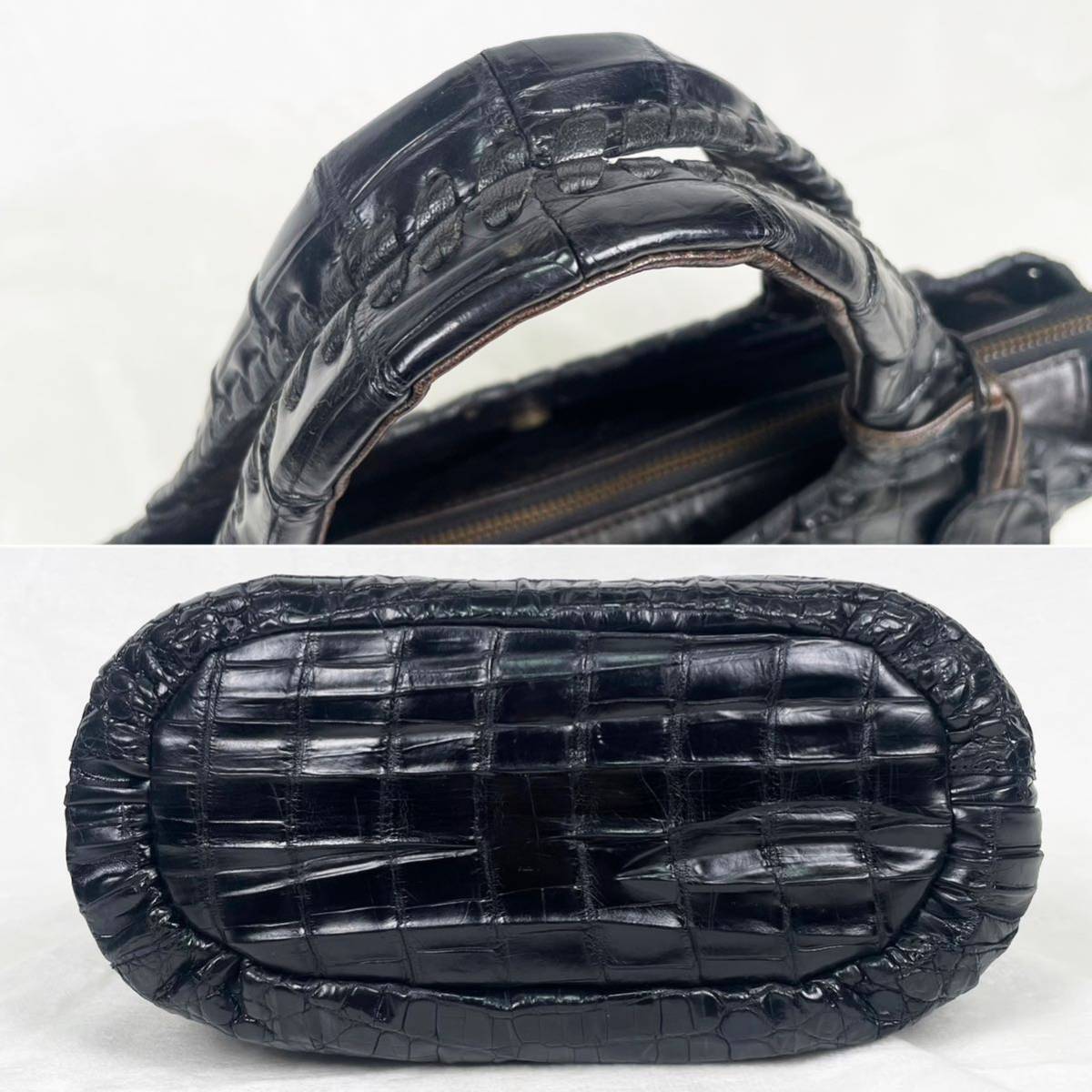【極美品】IBIZA イビザ 最高級 マットクロコダイル ハンドバッグ センター取り ミセス 黒 ワニ革 エキゾチックレザー genuine crocodile 【極美品】IBIZA イビザ 最高級 マットクロコダイル ハンドバッグ センター取り ミセス 黒 ワニ革 エキゾチックレザー genuine crocodile