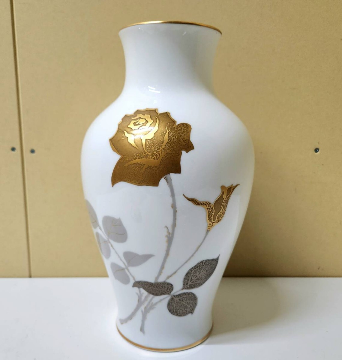 大倉陶園 金蝕バラ 高さ35cm 陶器 花生 フラワーベース 大きいサイズ 花瓶 OKURA_画像2