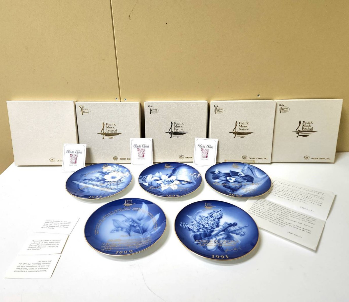 大倉陶園 パシフィックミュージックフェスティバル 記念絵皿 5枚セット 箱付き プレート_画像1