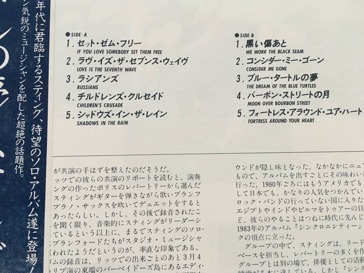 ★帯付！ポリス解散後の記念すべきソロデビュー作！スティング／ブルー・タートルの夢 STING　※ブランフォード・マルサリスの参加あり_画像2