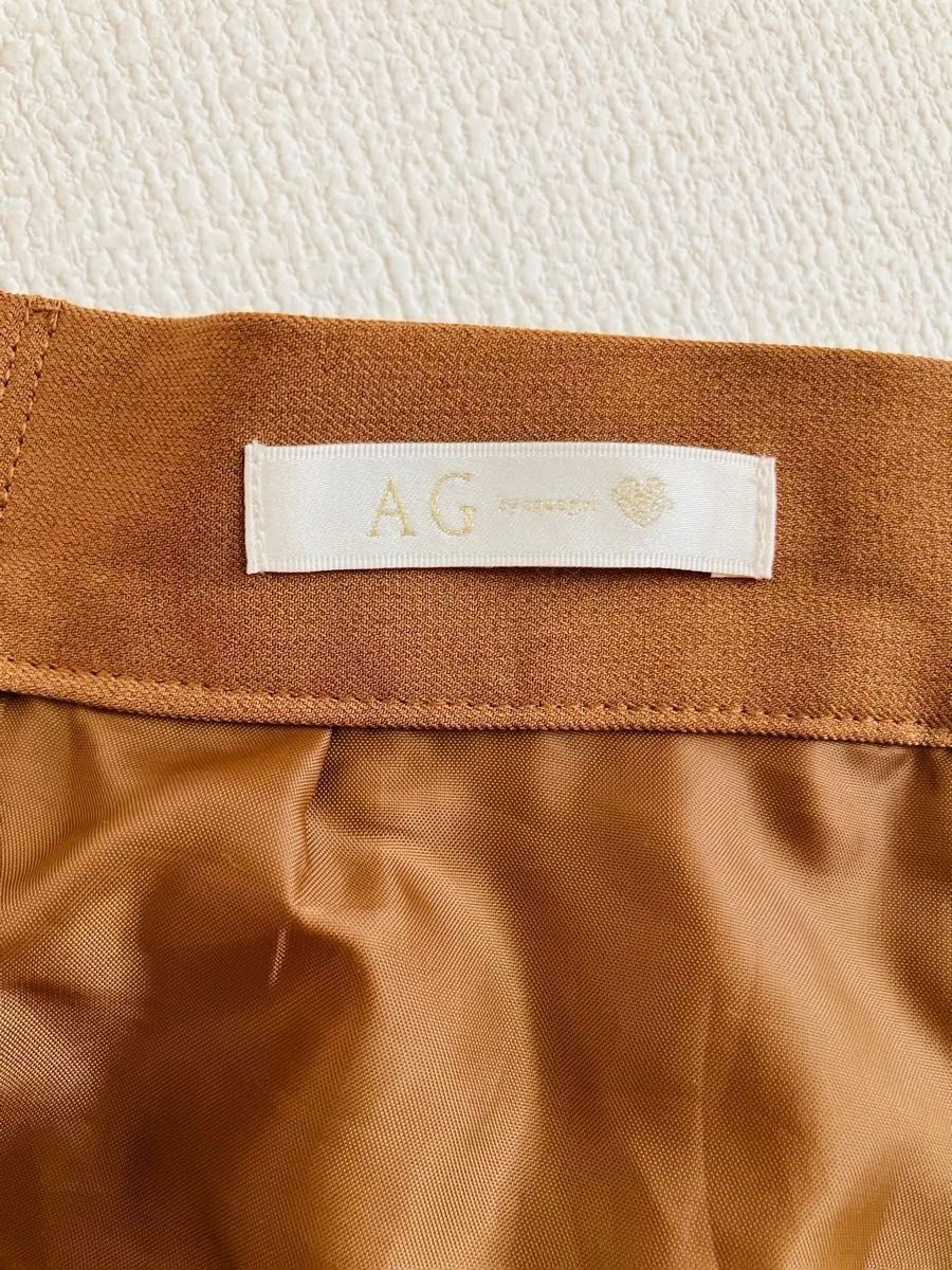 《AG by Aquagirl》プリーツロングスカート　アクアガール　レンガ色 アシンメトリー　プリーツ  スカート