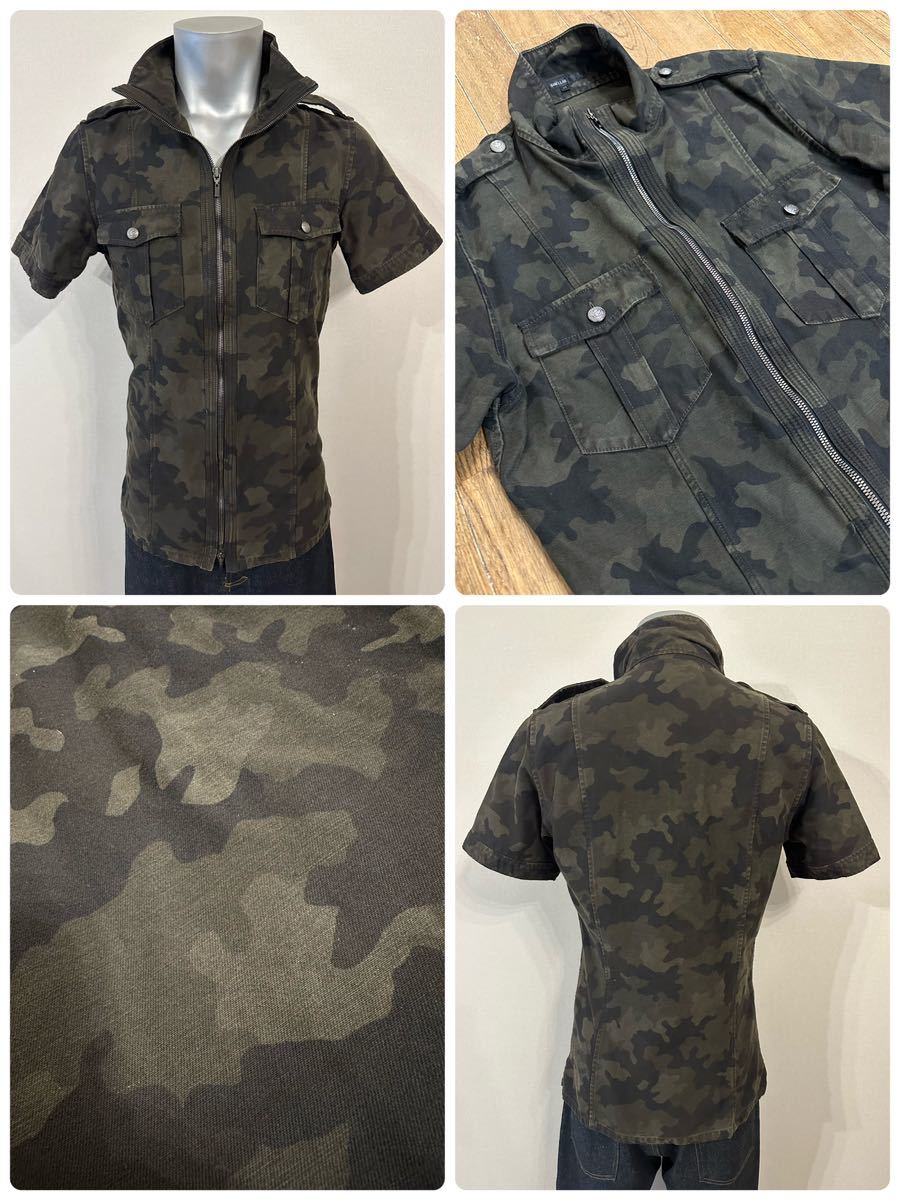  masterpiece genuine article beautiful goods SHELLAC shellac military camouflage camouflage Zip up short sleeves shirt jacket 48