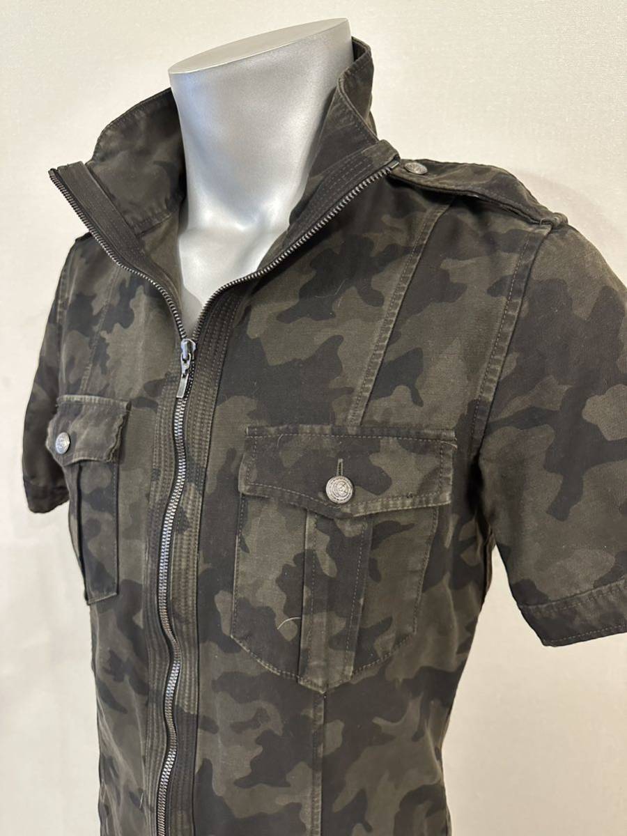  masterpiece genuine article beautiful goods SHELLAC shellac military camouflage camouflage Zip up short sleeves shirt jacket 48