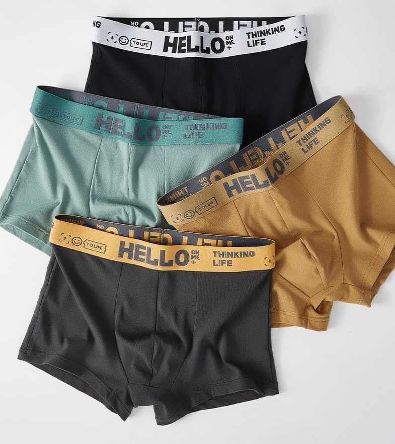 新品 メンズ (黒)Lサイズ HELLO LOGO ボクサーブリーフ パンツ 滑らかタッチ アンダーウェア 美尻 下着 男性 紳士用_画像1